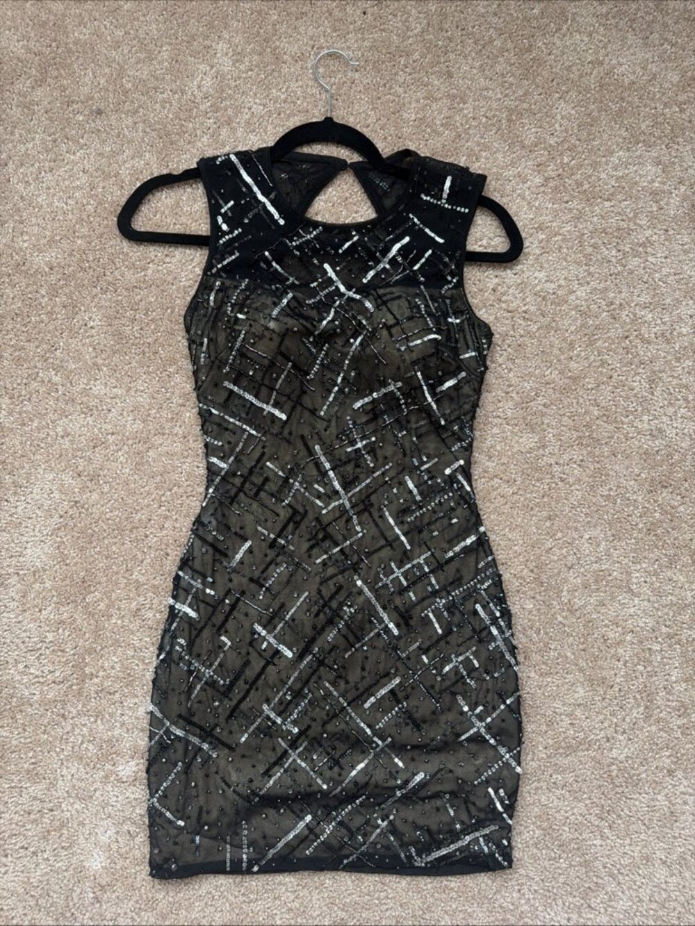 BeBe Women's Black Sequin Dress Size XXS Party Evening